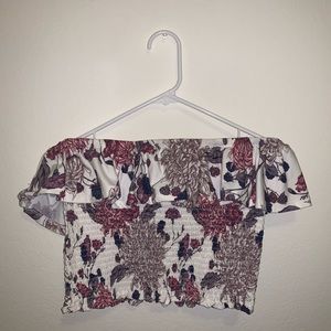 strapless floral blouse